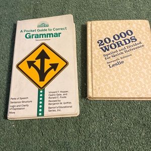 Vintage set of grammar and word division books